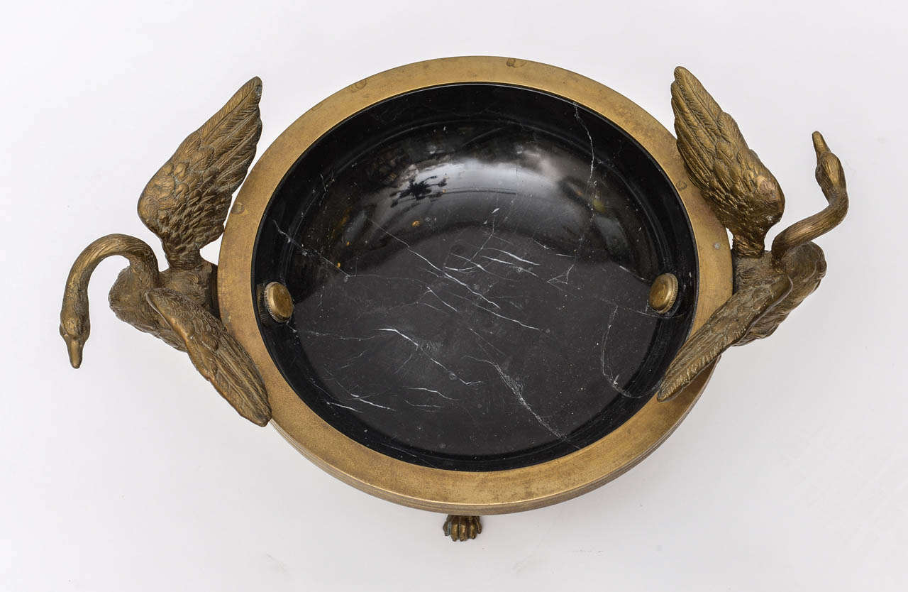 20th Century Bronze and Marble Swan Centerpiece