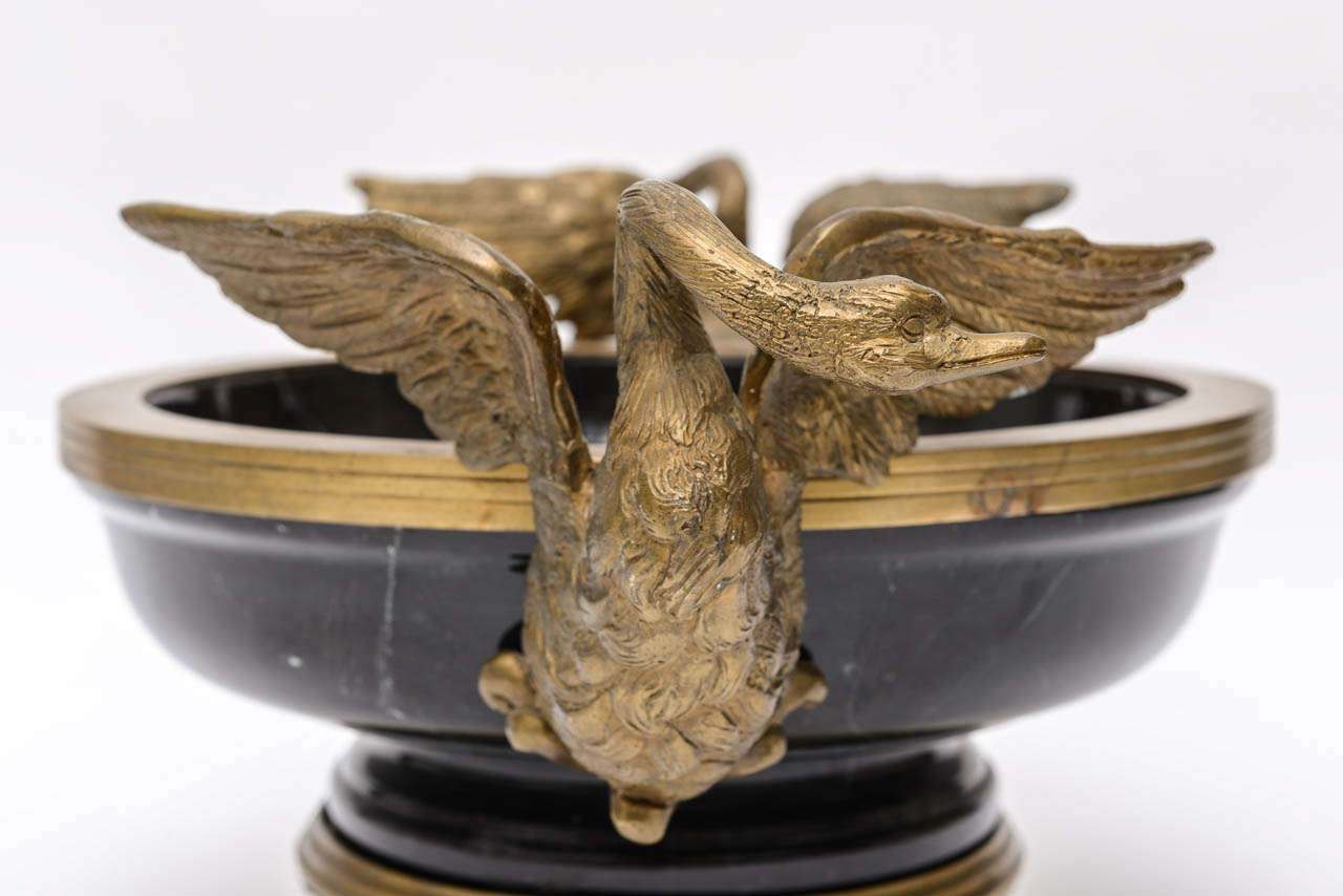 Bronze and Marble Swan Centerpiece 3
