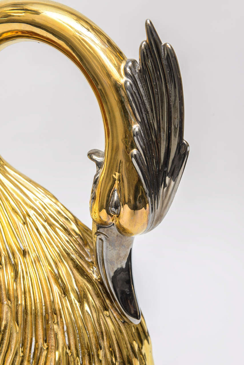 Venetian Silver and Gold Porcelain Swan Centerpiece 1