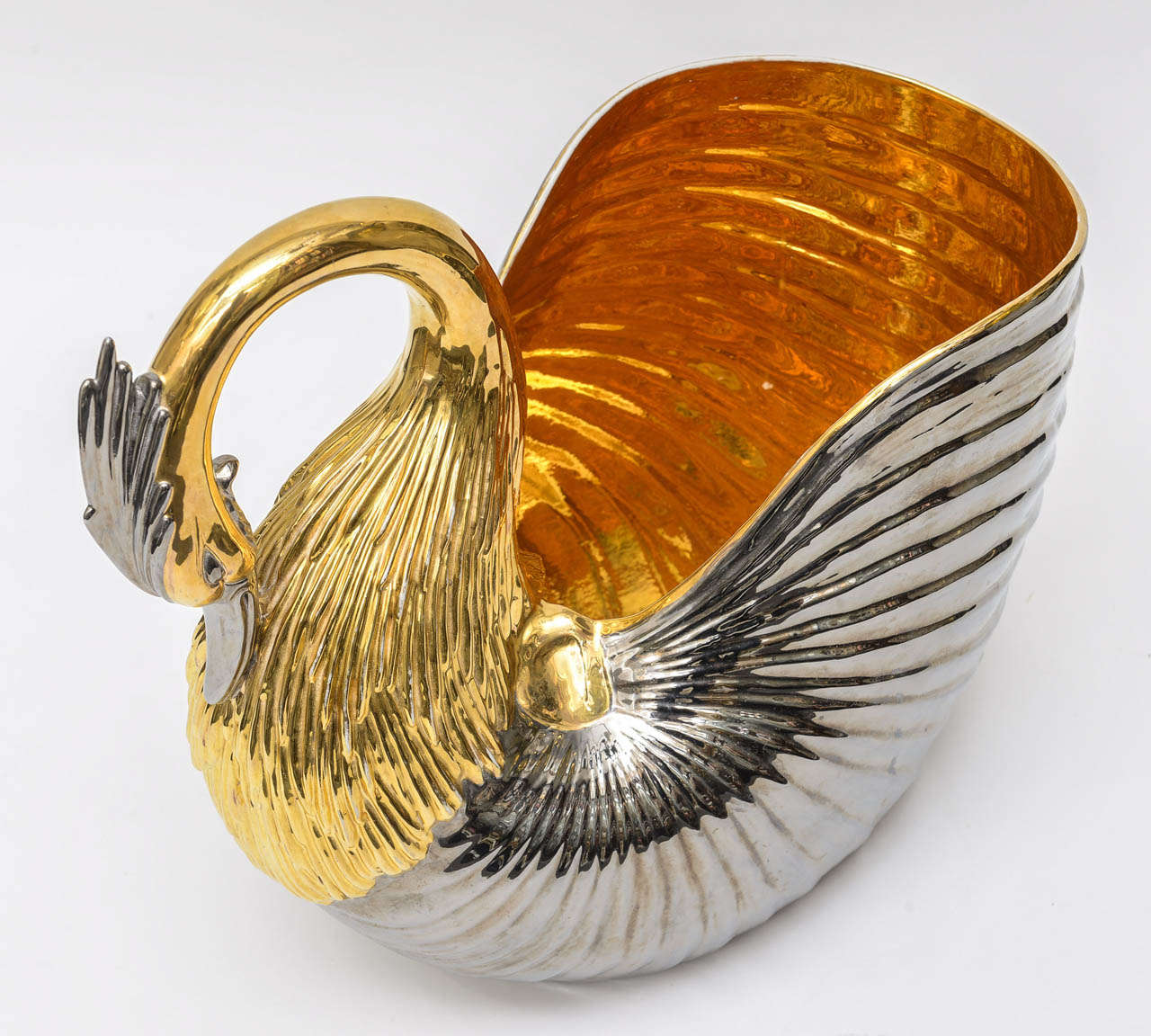 Venetian Silver and Gold Porcelain Swan Centerpiece 3