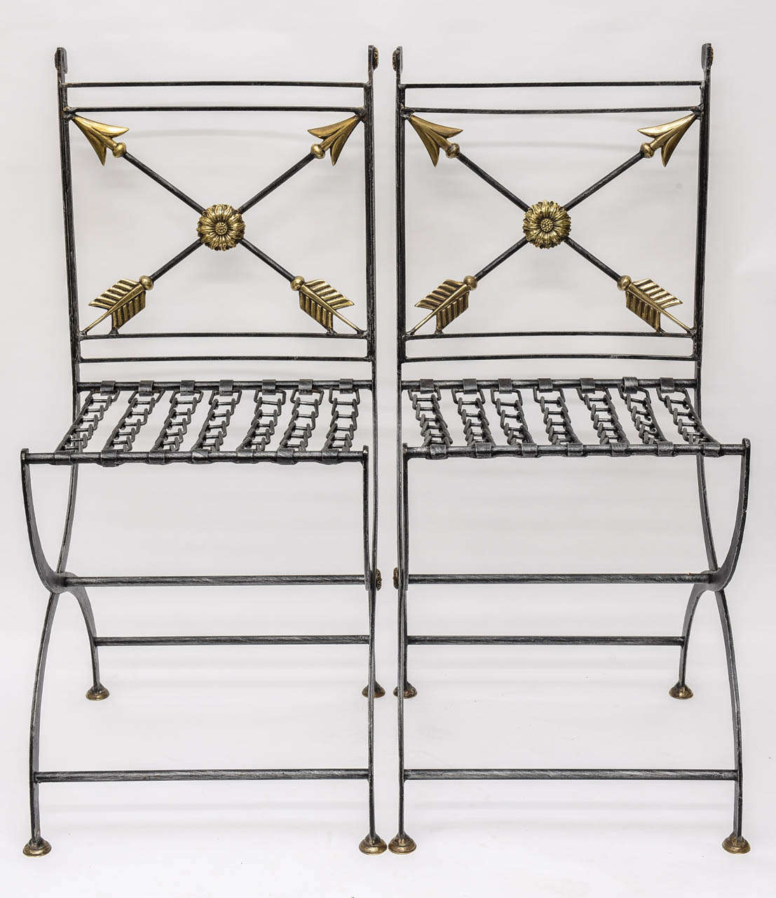 Four Neoclassical Campaign Folding Chairs