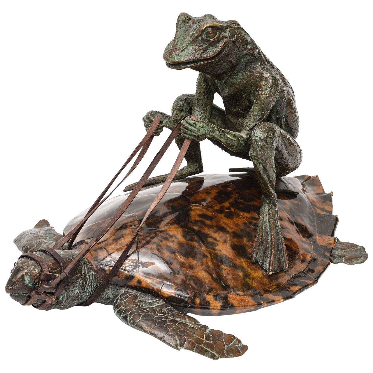 Maitland Smith Bronze Frog Riding on Tortoise at 1stdibs