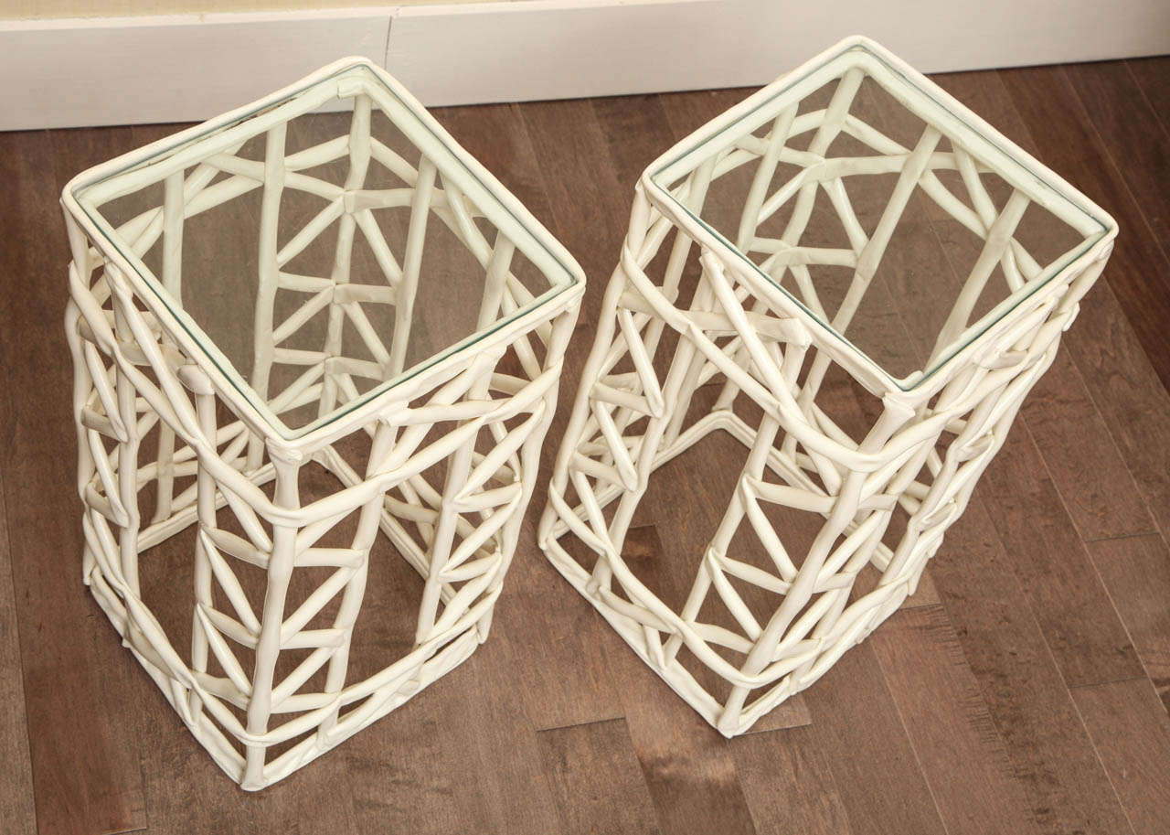 Pair of Lattice Resin Prototype Drinks Tables, circa 1960 In Excellent Condition In New York, NY
