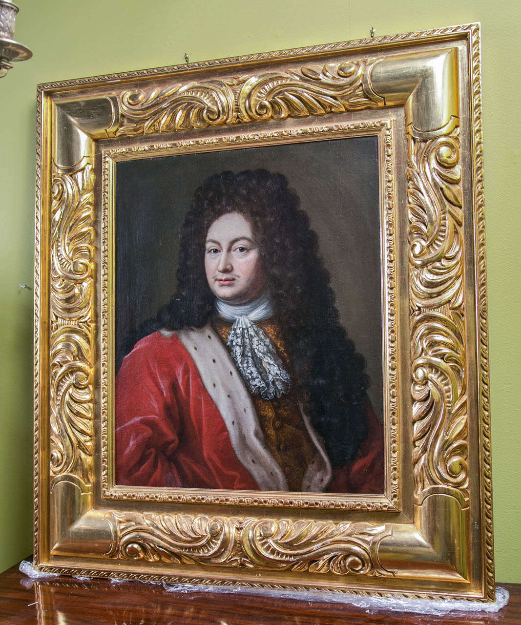 Seventeenth Century Portrait of Swedish Statesman Jacob Gyllenbirg B.1648,D.1701 Attributed to David Klocker Ehrenstrahl B.1629, D.1698.
Magnificent gold leaf frame. Museum worthy.