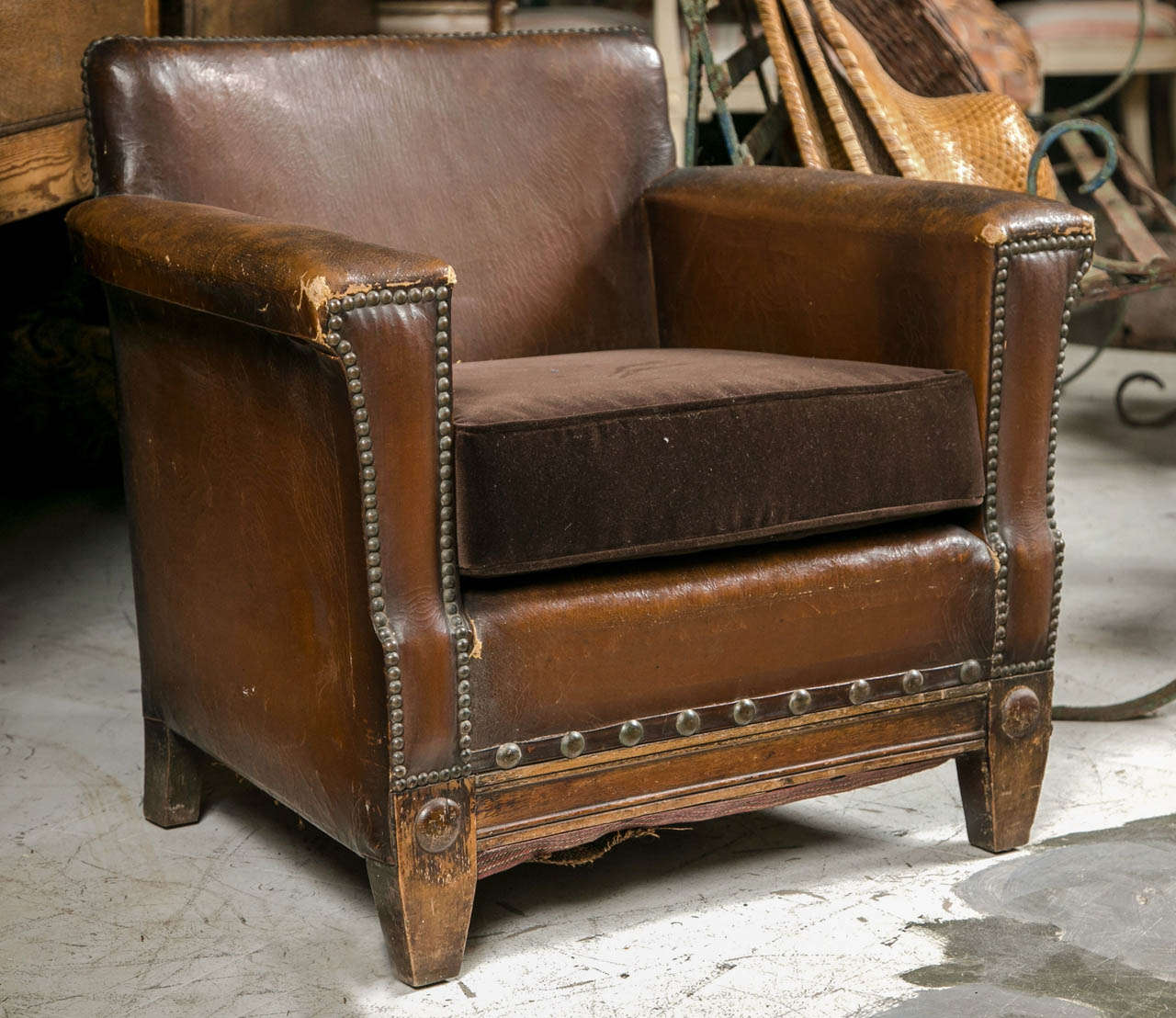 Unusual French Leather Childs Chair 5
