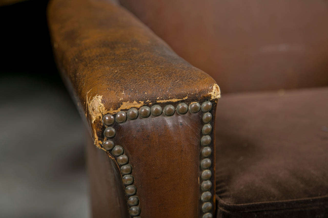 Unusual French Leather Childs Chair In Good Condition In Stamford, CT