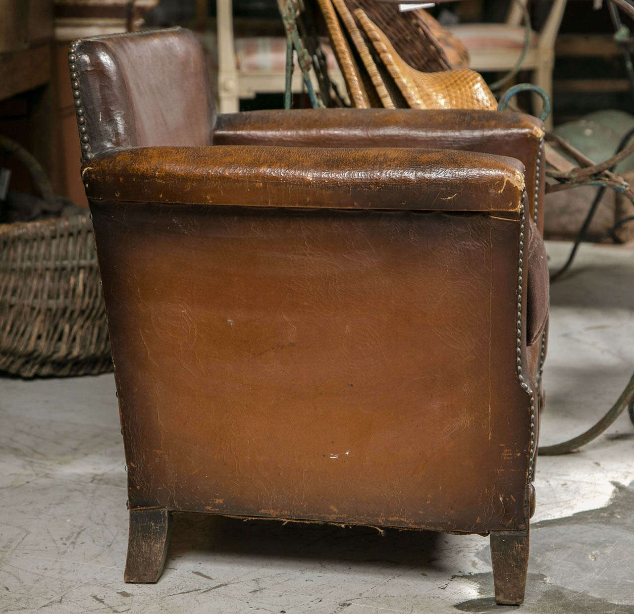 Unusual French Leather Childs Chair 1