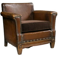 Unusual French Leather Childs Chair