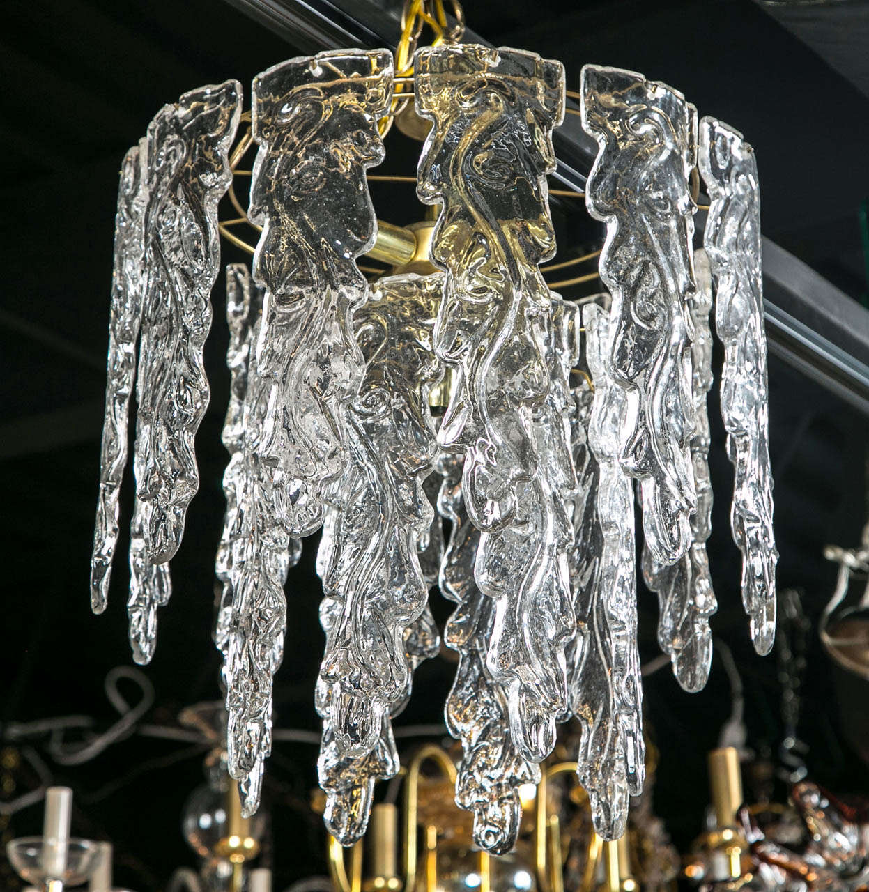 Murano glass hanging drop chandelier. Newly wired, circa 1960s.