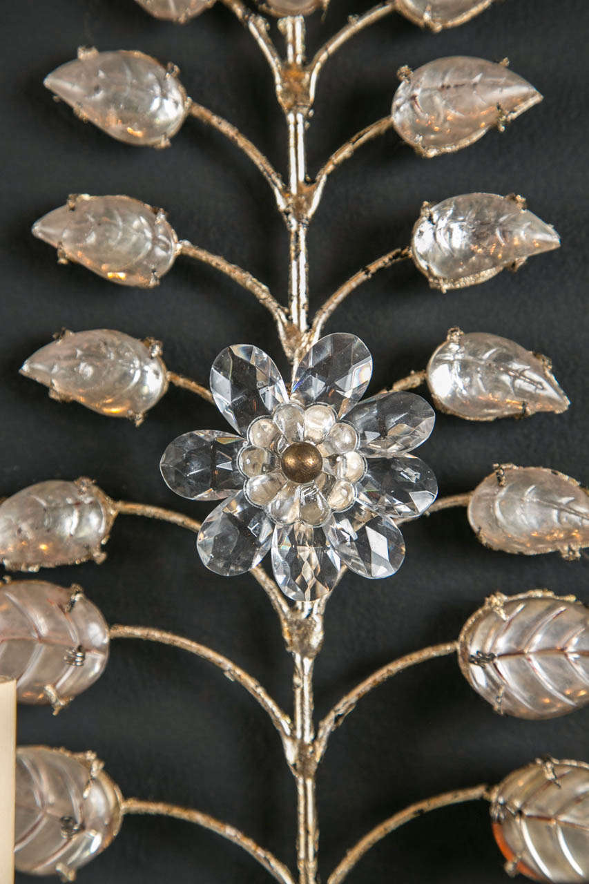 Set of Six 1930s French Crystal Sconces For Sale 3