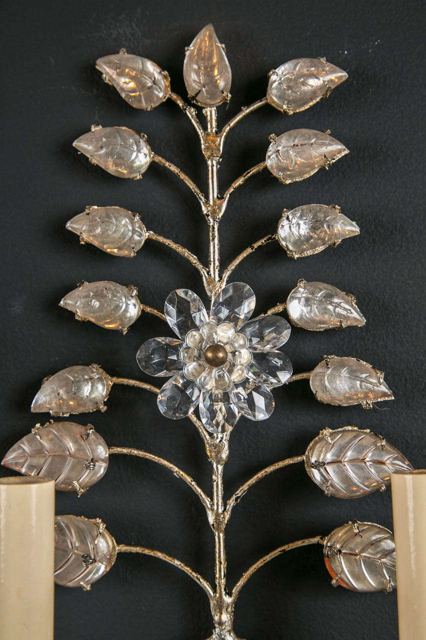 Set of Six 1930s French Crystal Sconces In Excellent Condition For Sale In Stamford, CT