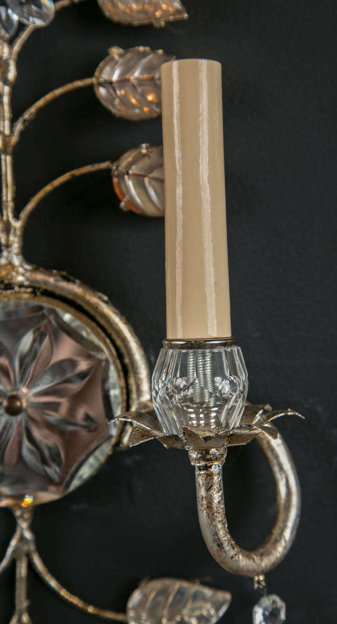 Set of Six 1930s French Crystal Sconces For Sale 1