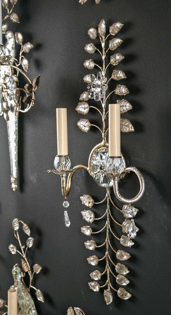 Set of Six 1930s French Crystal Sconces For Sale 2
