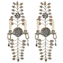 Set of Six 1930s French Crystal Sconces