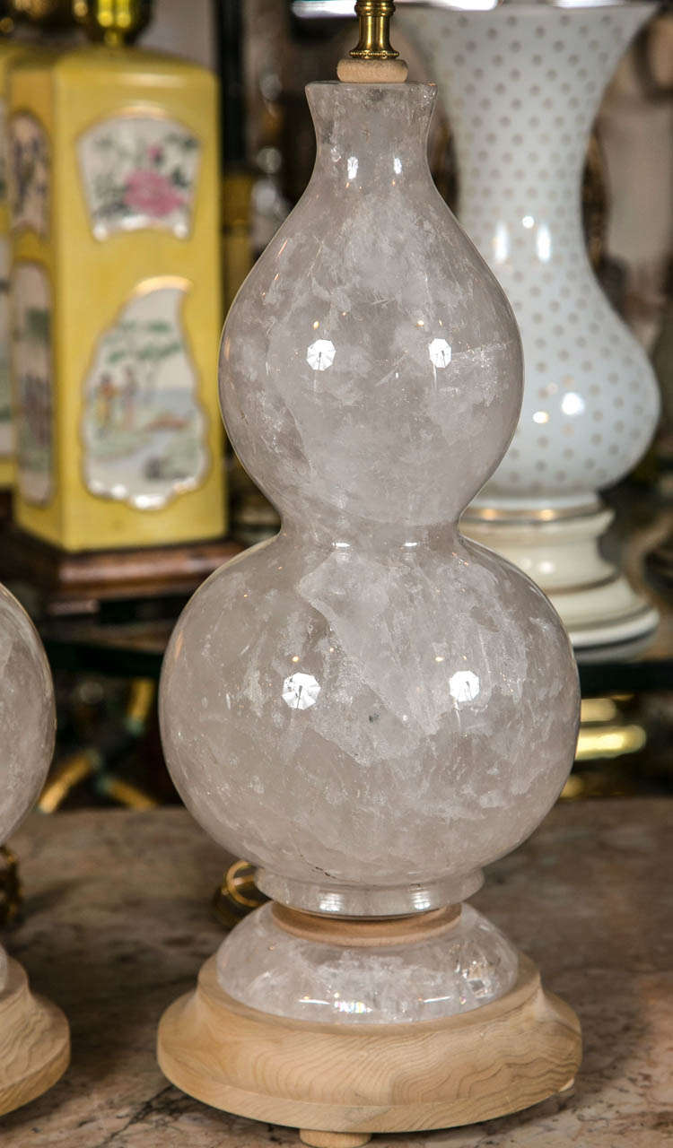Rare Pair Of Rock Crystal Lamps For Sale 1