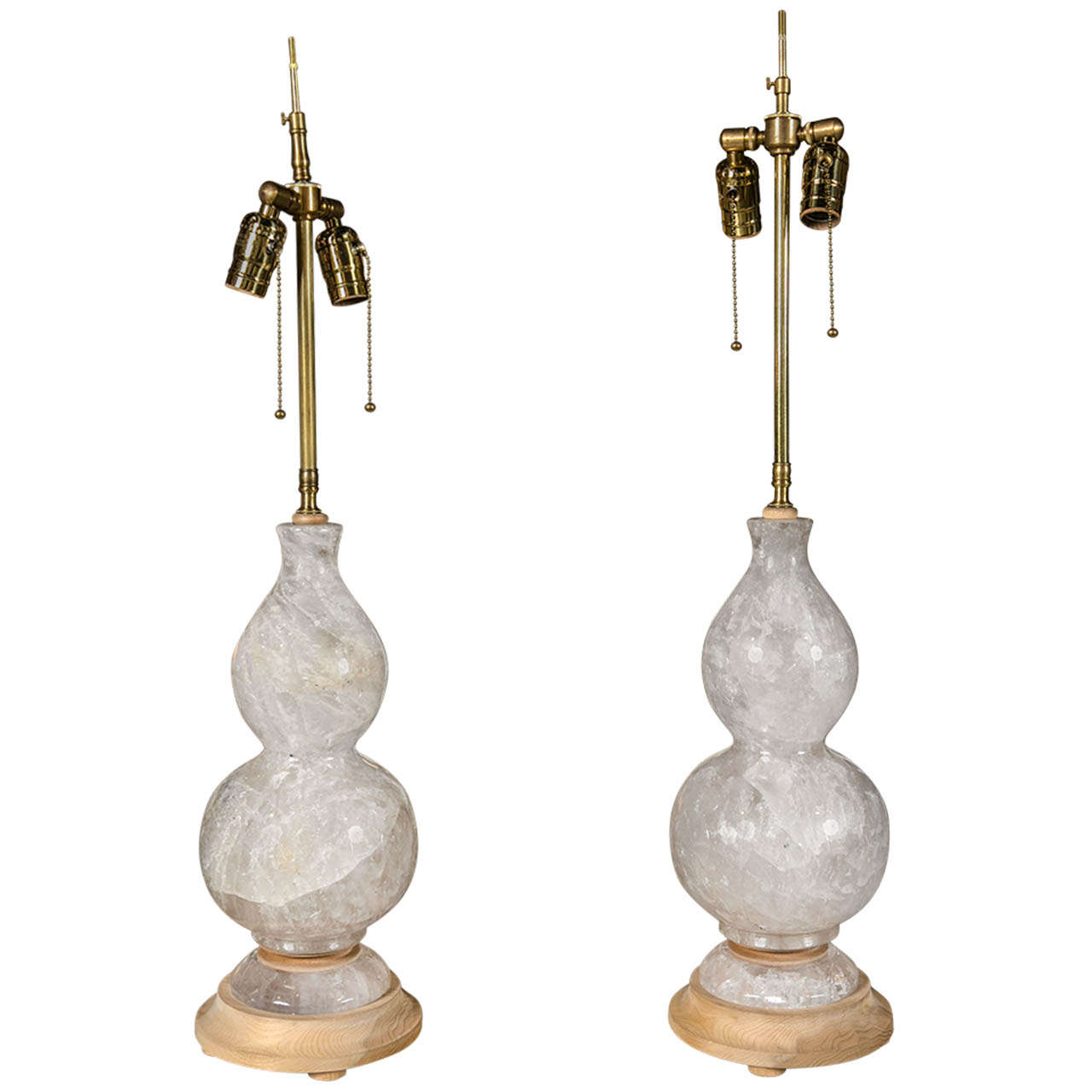 Rare Pair Of Rock Crystal Lamps For Sale