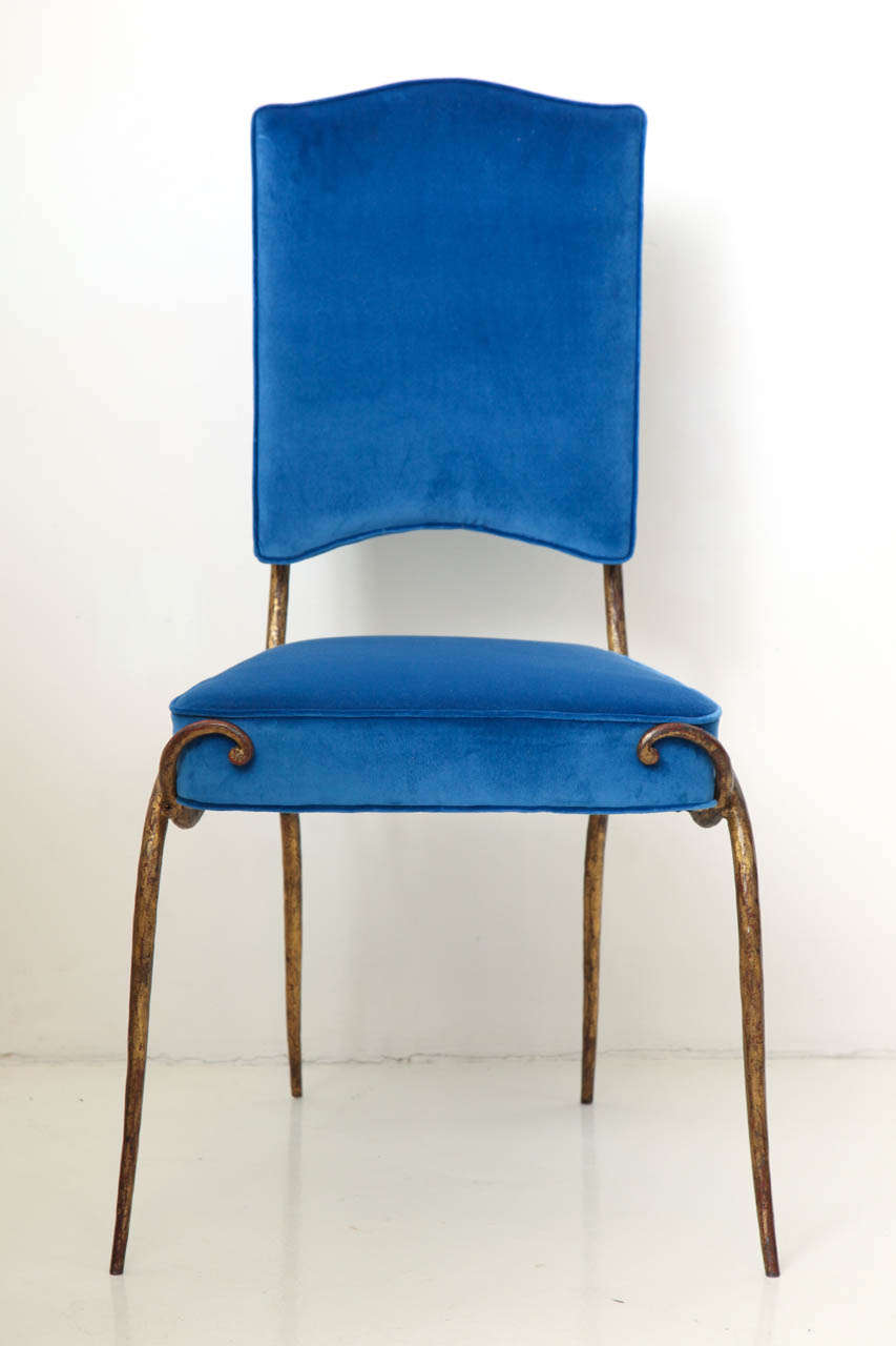 René Drouet Gilded Wrought Iron Side Chair