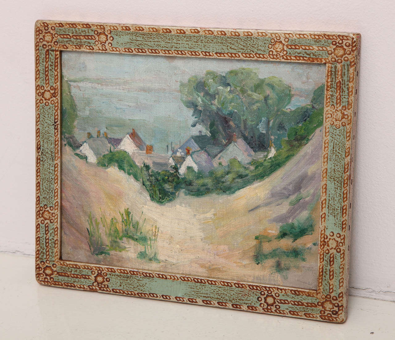 MAX KUEHNE (1880-1968)
View of Provincetown, MA
Oil on board in artist-made frame
Signed: Max Kuehne
American, c. 1930