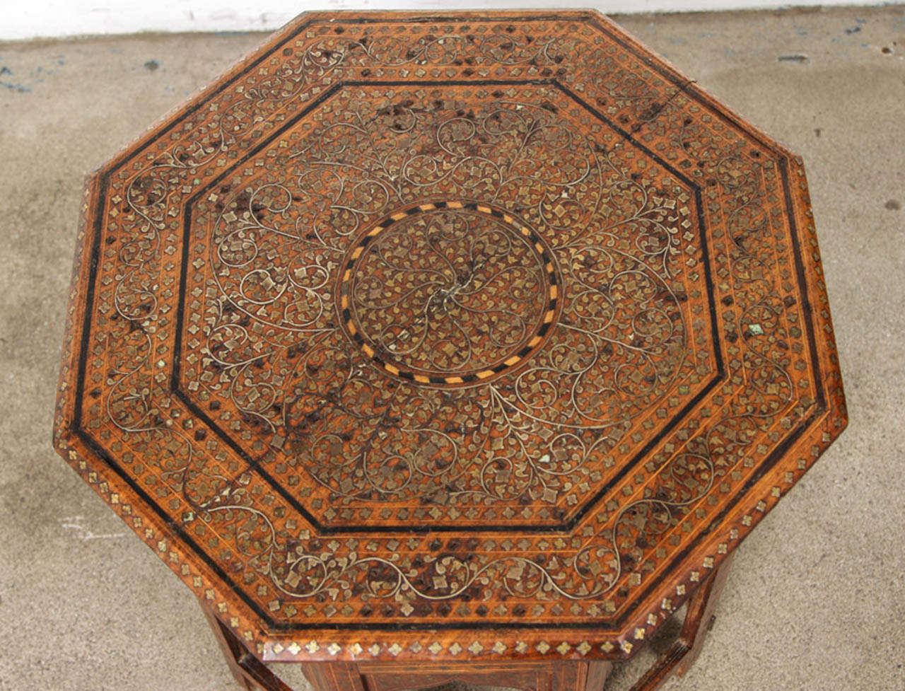Anglo Indian Inlaid Octagonal Side Table In Fair Condition In North Hollywood, CA