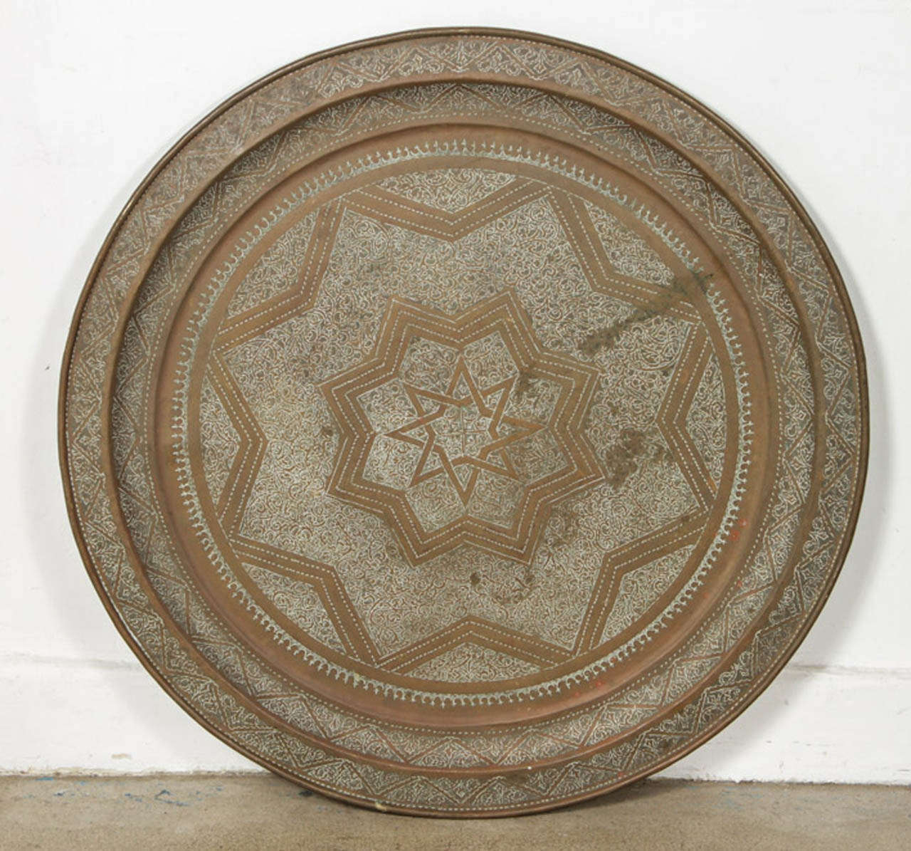 Moroccan Round Brass Tray Coffee Table 1