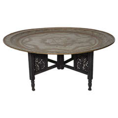 Moroccan Round Brass Tray Coffee Table