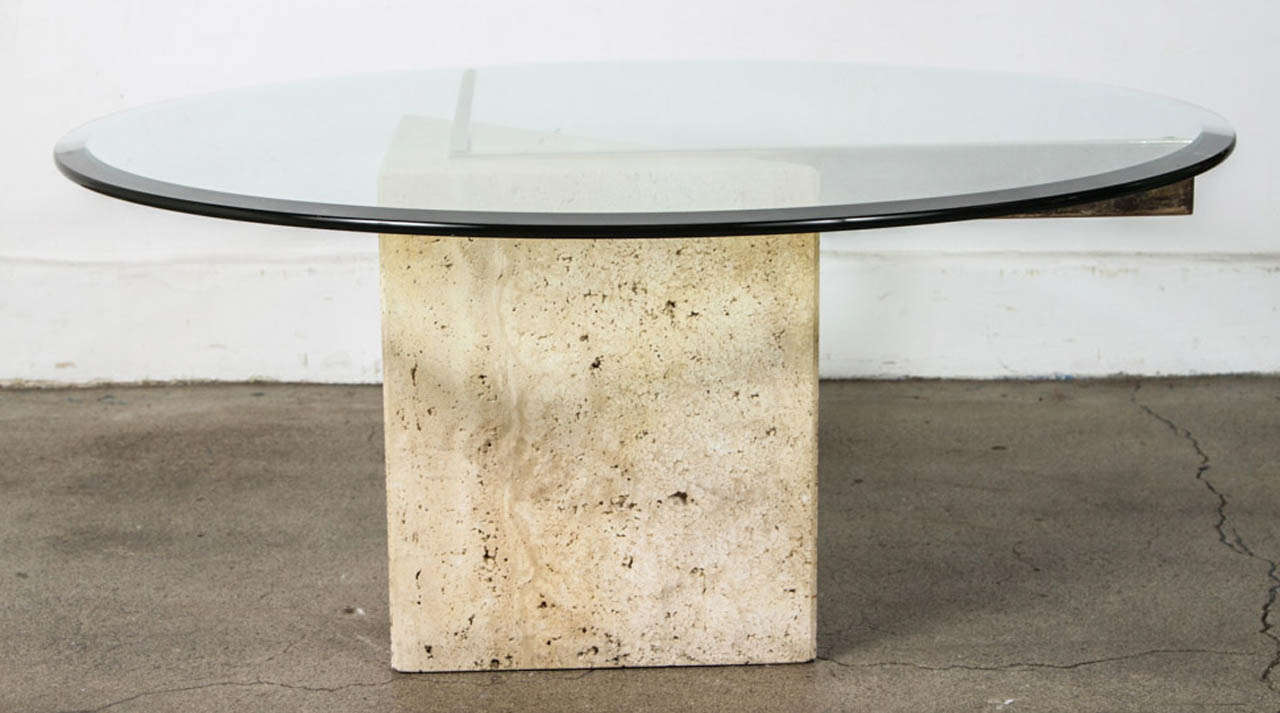 Modern Maurice Villency Italian Round Glass Coffee Table