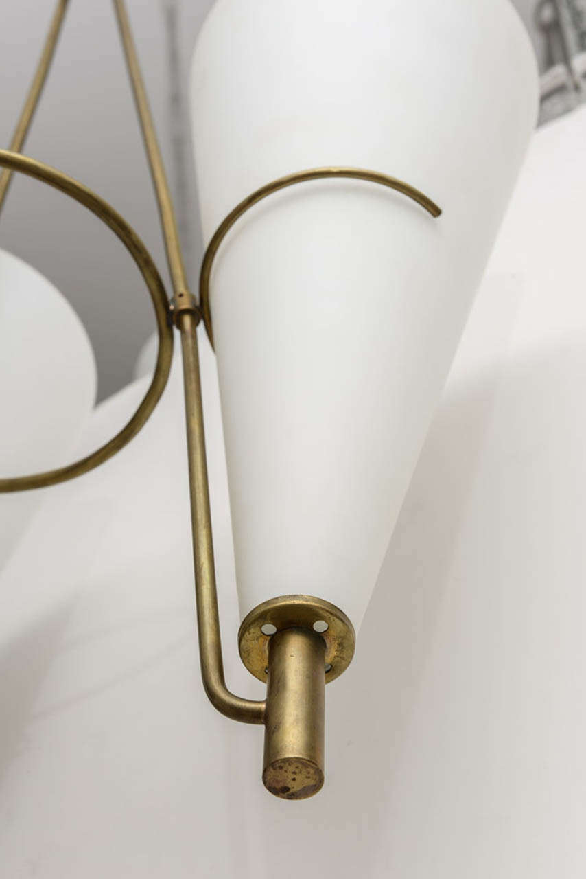 Italian Geometric Glass and Brass Chandelier 2