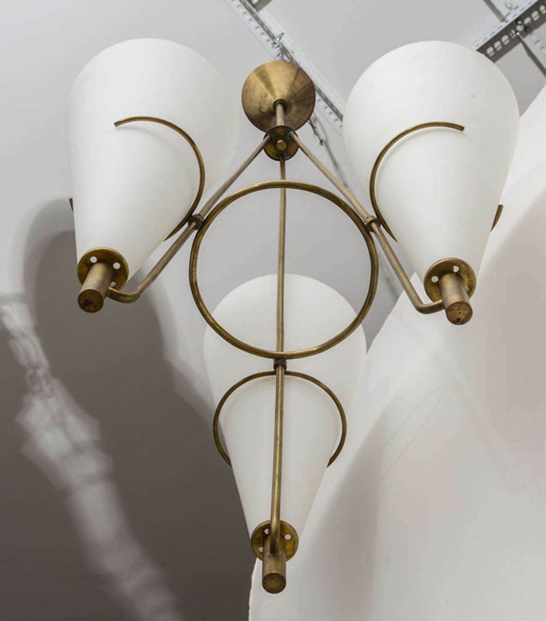 Italian Geometric Glass and Brass Chandelier 4