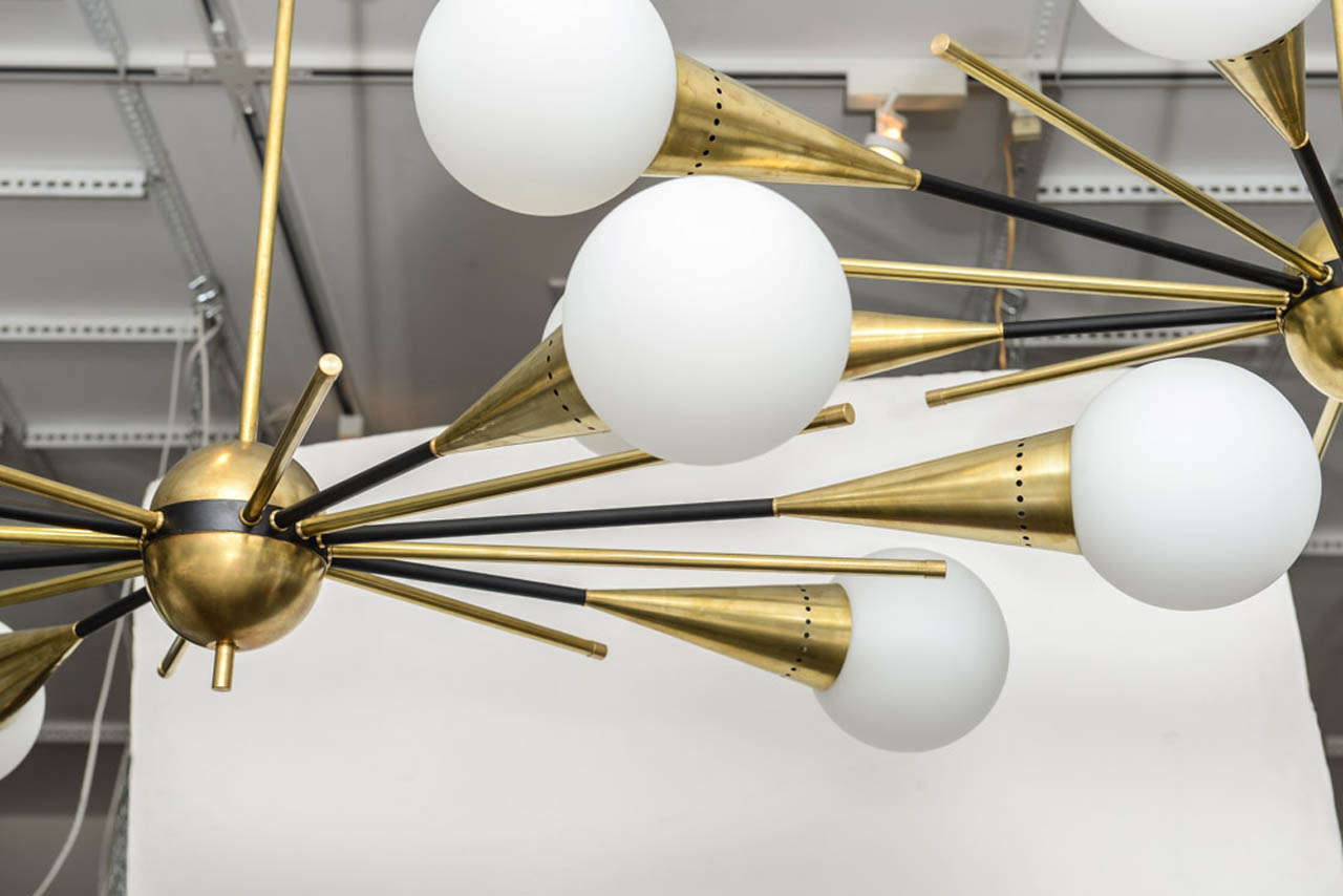 Brass Massive Sputnik Light Fixtures in the Style of Stilnovo
