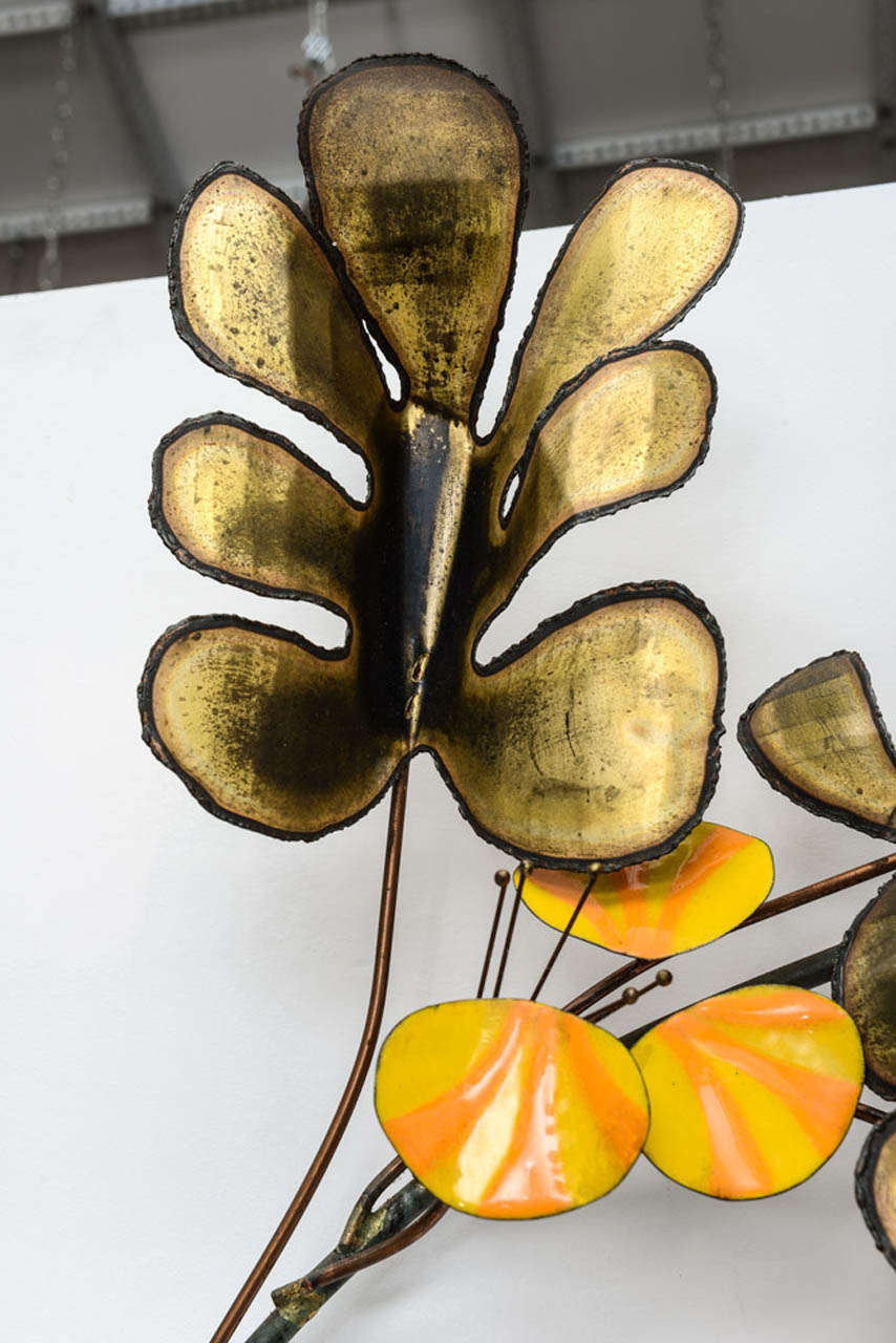 Signed C. Jere Sculpture with Enamel Flowers 2