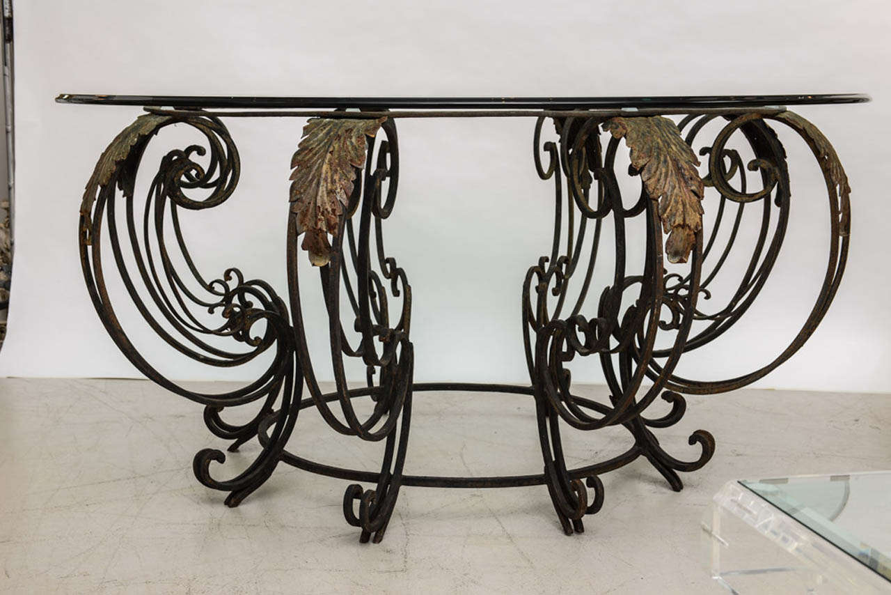 French Wrought Iron Center Table In Good Condition In West Palm Beach, FL