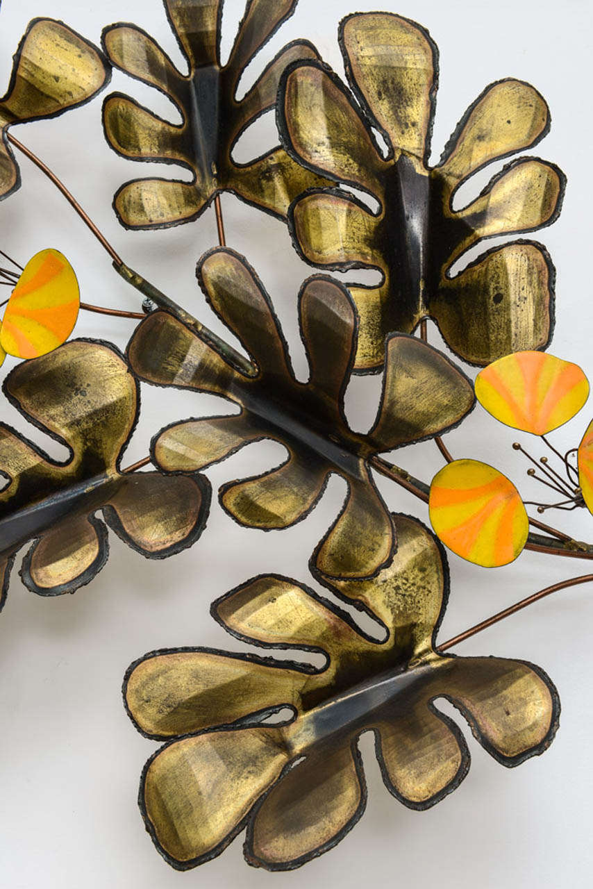 Signed C. Jere Sculpture with Enamel Flowers at 1stDibs