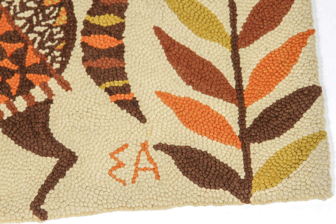 American Evelyn and Jerome Ackerman Hand Hooked Rug circa 1960 For Sale