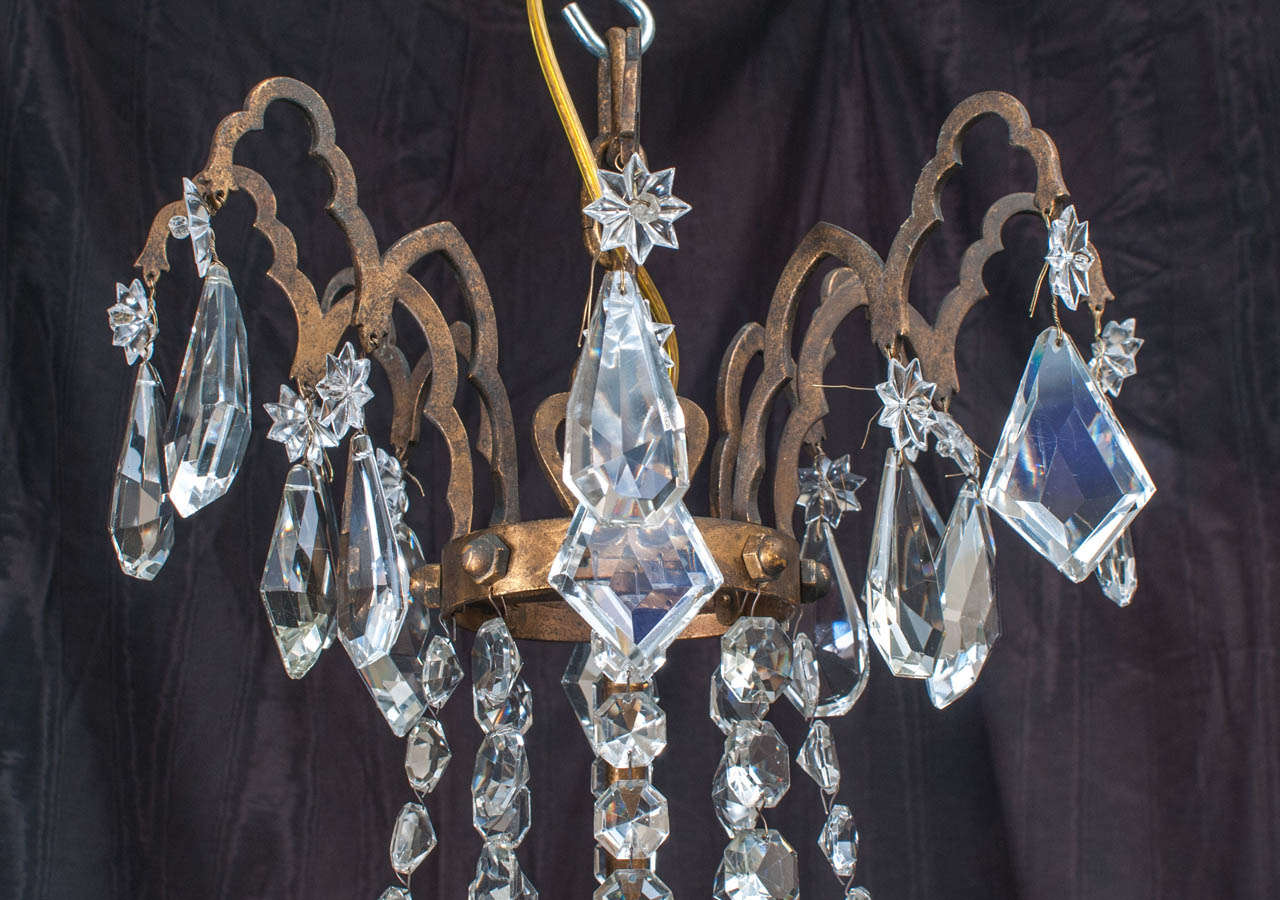 Large Bronze and Crystal Twelve-Light Chandelier In Excellent Condition In Alexandria, VA