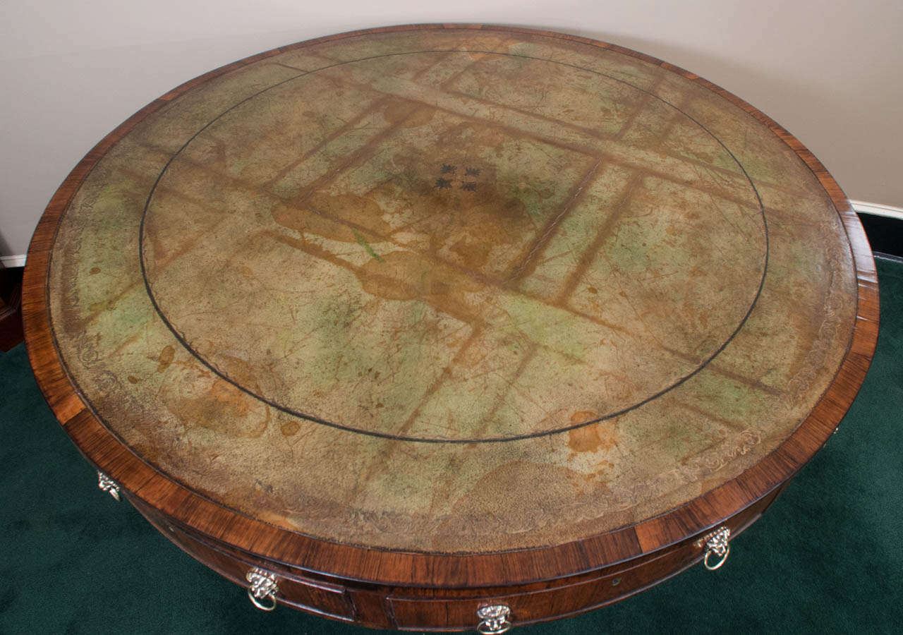English Late Regency Drum or Rent Table