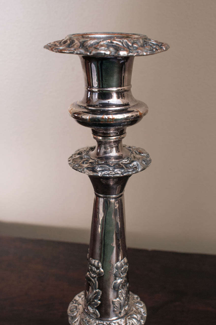 19th Century Pair of Sheffield Candlesticks For Sale