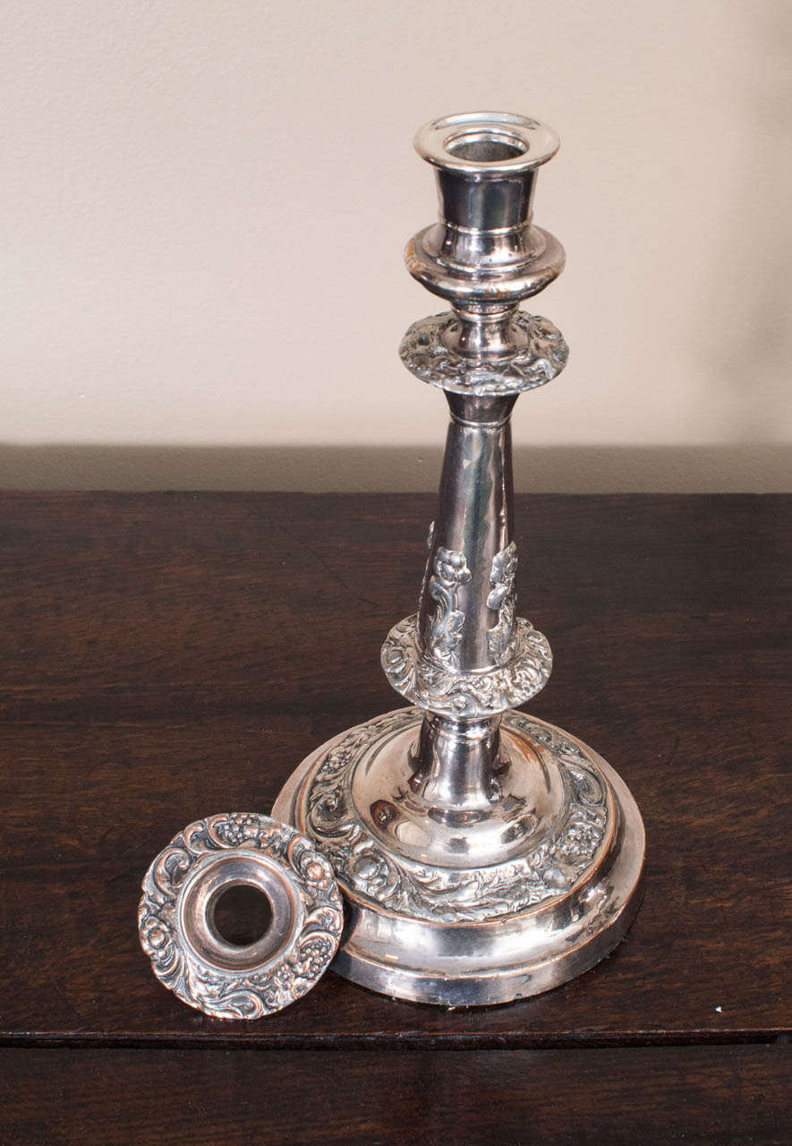 Pair of Sheffield Candlesticks For Sale 1