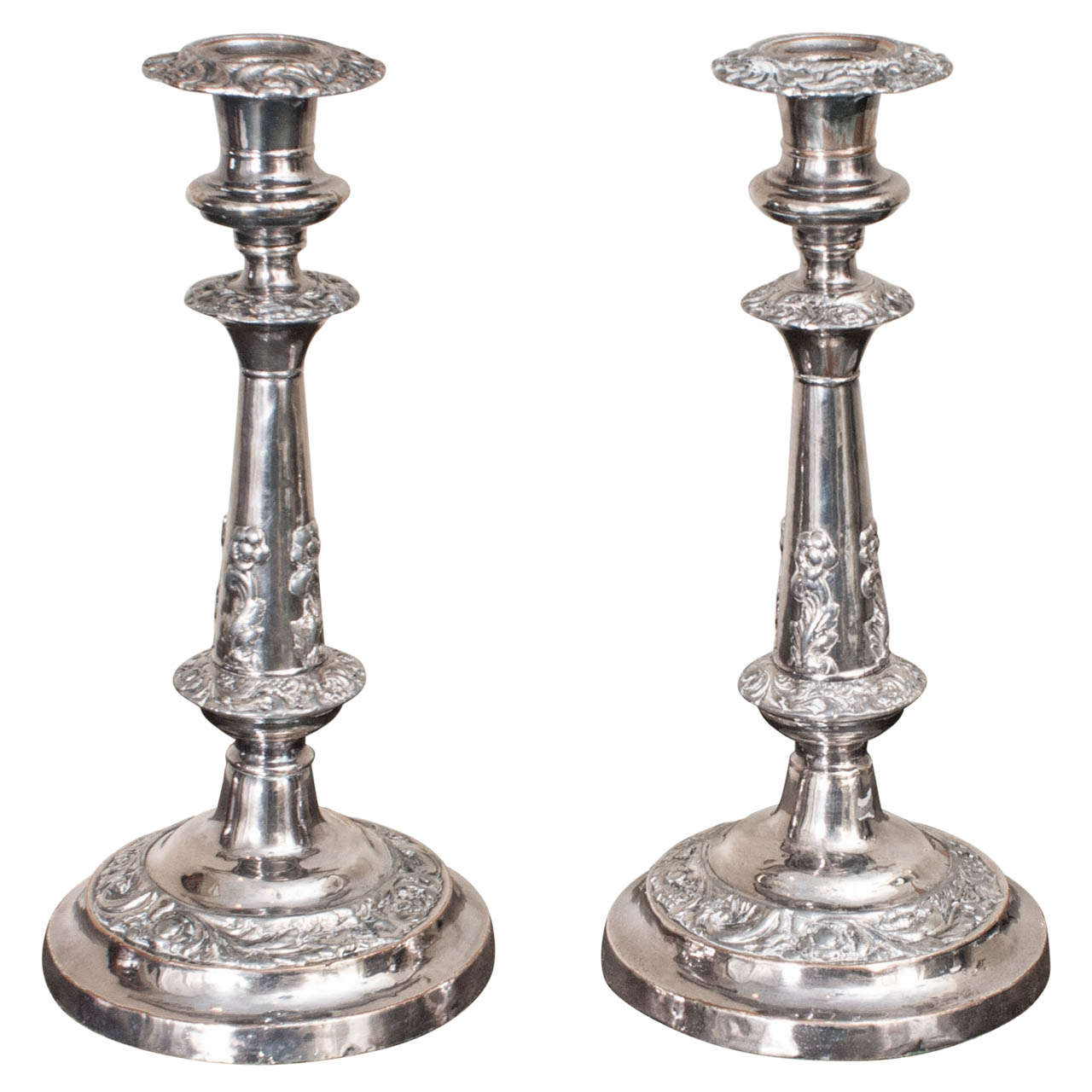 Pair of Sheffield Candlesticks For Sale
