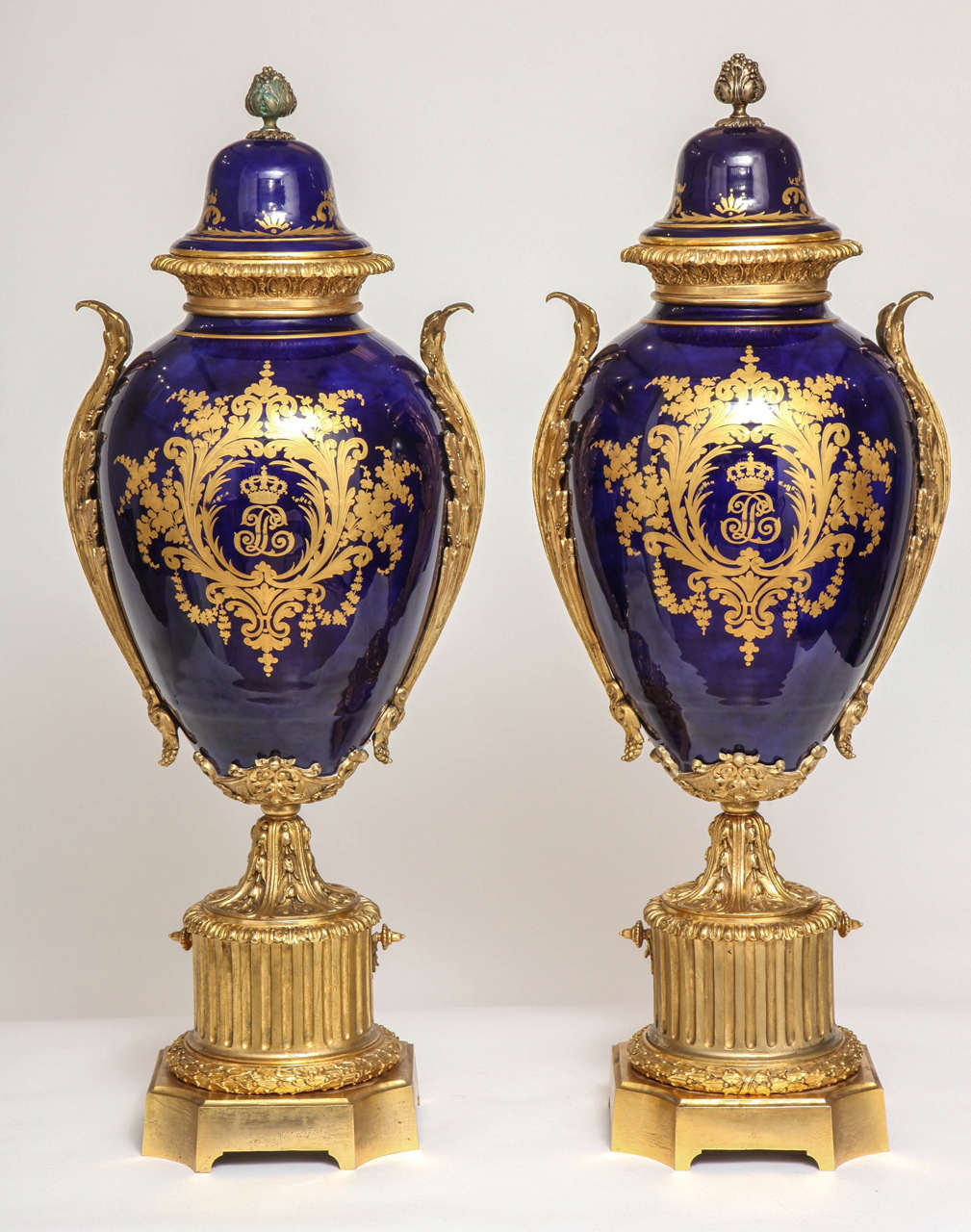 19th Century Massive Pair of Fine Antique French Ormolu-Mounted Sèvres Style Porcelain Vases For Sale