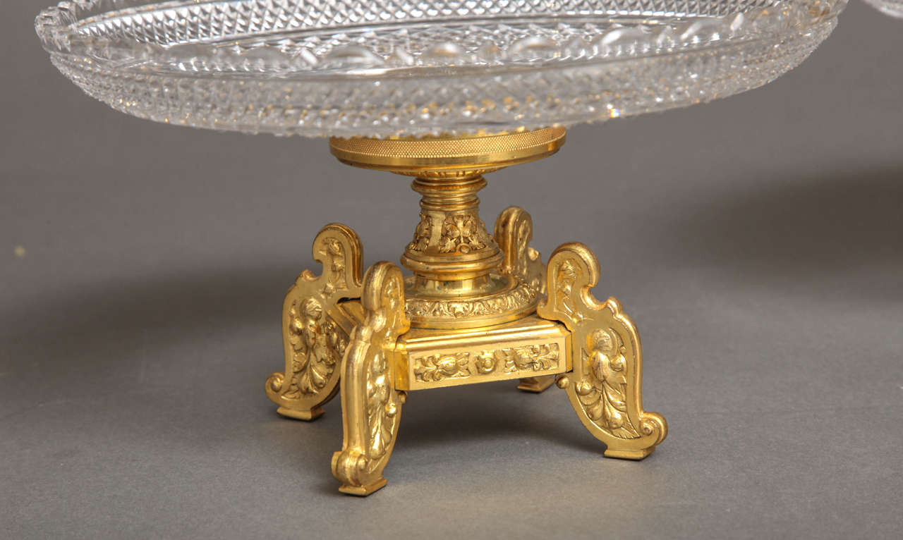 Louis XVI Paire de compotes ou centres de table anciens signés en cristal de Baccarat et bronze en vente