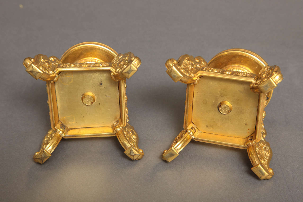 Bronze Paire de compotes ou centres de table anciens signés en cristal de Baccarat et bronze en vente