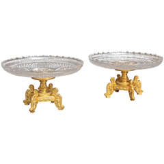 Fine Pair of Signed Antique Baccarat Crystal and Bronze Compotes or Centerpieces 12