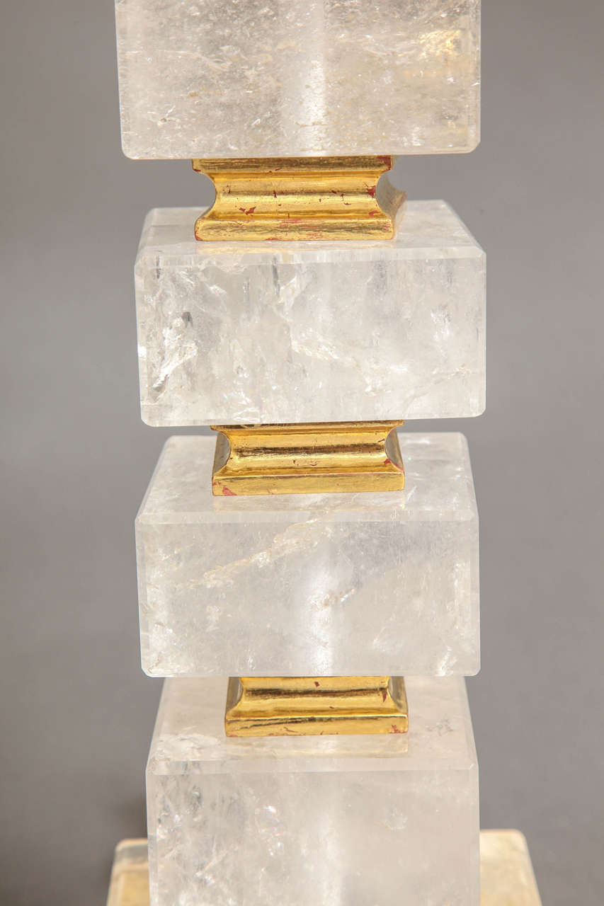 Fine Pair of Art Deco Style Rock Crystal Lamps, 20th Century 3