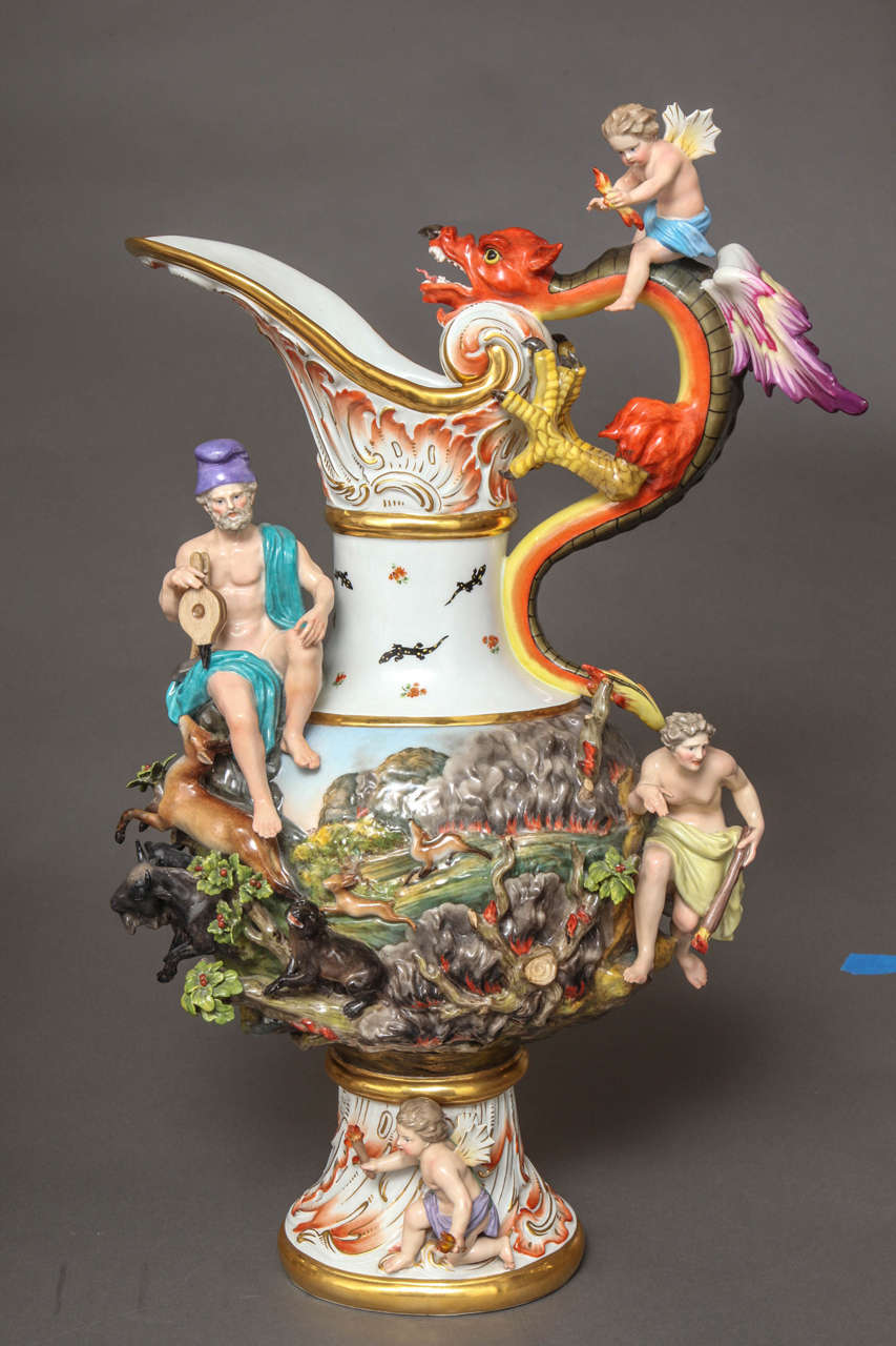 German Rare and Important Set of Four Meissen Ewers of the Four Elements by J. Kandler