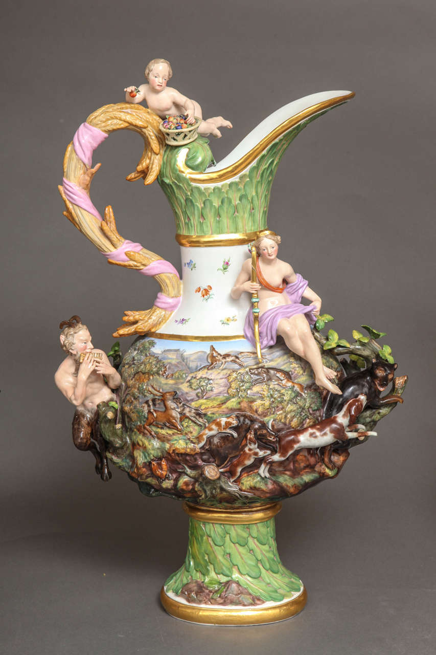 19th Century Rare and Important Set of Four Meissen Ewers of the Four Elements by J. Kandler