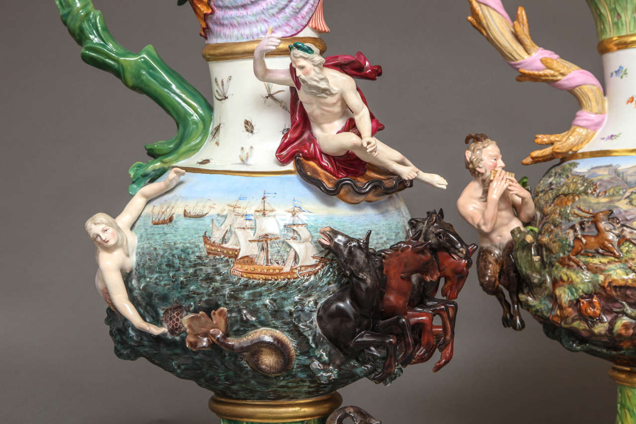 Rare and Important Set of Four Meissen Ewers of the Four Elements by J. Kandler 4