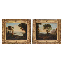 Pair of 19th Century Classical Landscapes, Oil on Canvas
