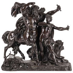 Mid 19th Century French bronze group 'The education of Achilles'
