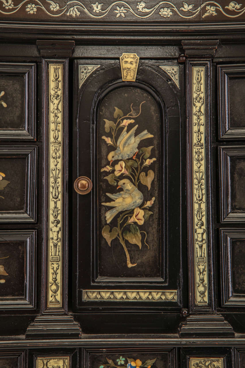 Late 19th Century Italian Ivory and Pietra Dura inlaid small Cabinet For Sale 1