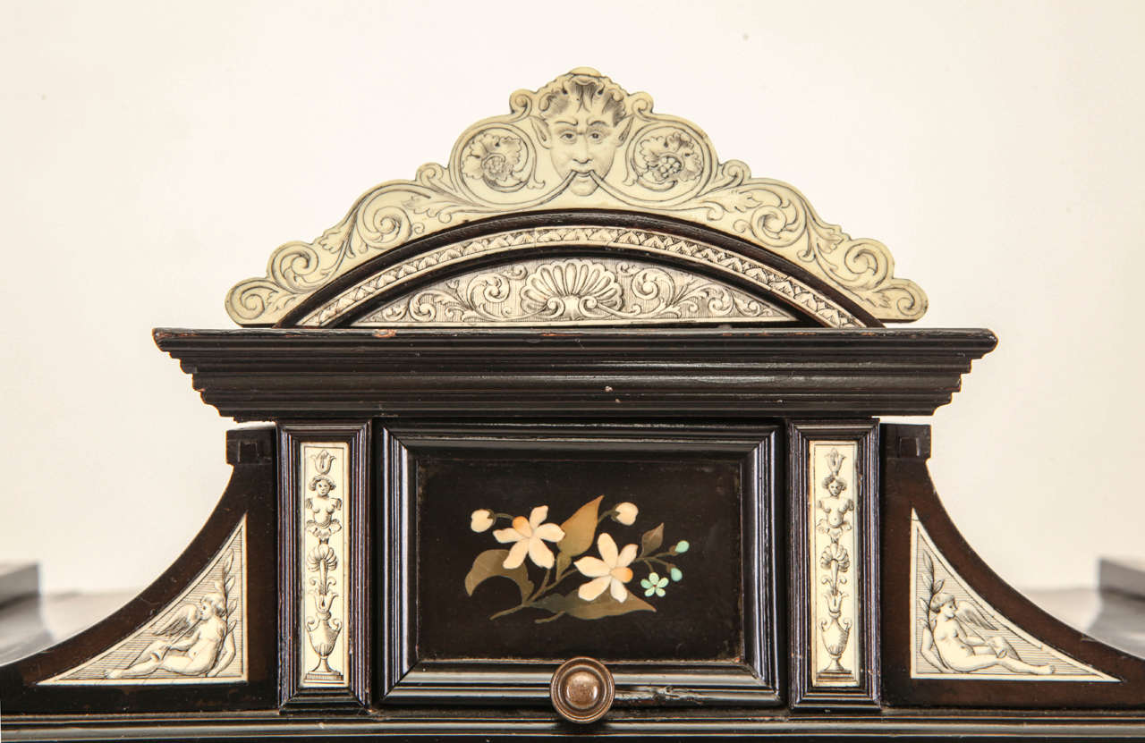 Late 19th Century Italian Ivory and Pietra Dura inlaid small Cabinet For Sale 2